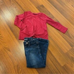 Jumping Beans Red Top and Denim Jeggings Set